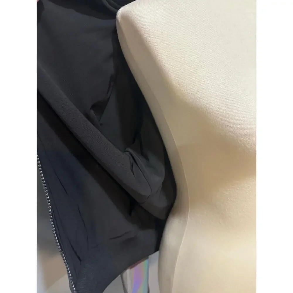 Holographic Reflective Bomber Jacket Iridescent Silver Black Line Noli, Size S - Picture 6 of 10